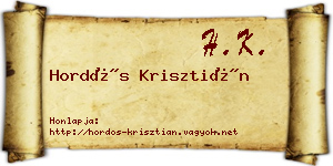 Hordós Krisztián névjegykártya