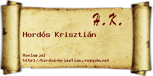 Hordós Krisztián névjegykártya
